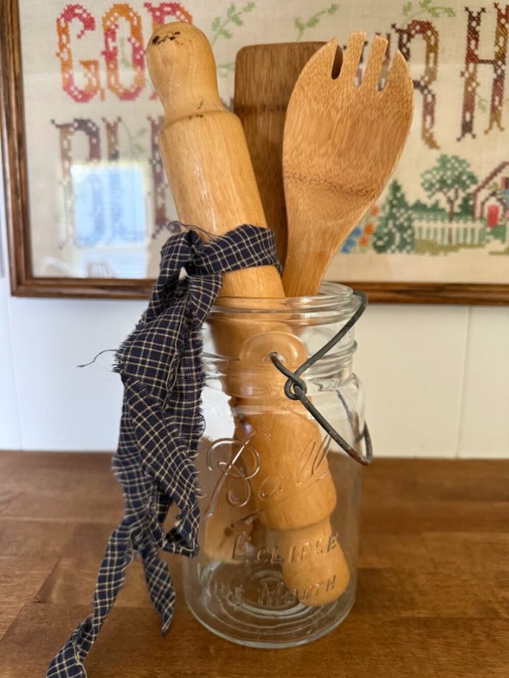Ball Mason Jar Wooden Utensil Cottage Farm Country VIGNETTE and more